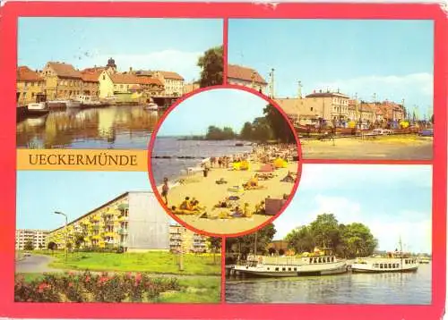 Ansichtskarte, Ueckermünde, fünf Abb., 1986