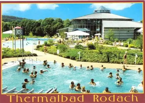 Ansichtskarte, Rodach, Thermalbad, belebt, um 1995