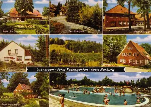 Ansichtskarte, Sieversen - Forst Rosengarten Kr. Harburg, acht Abb., 1976