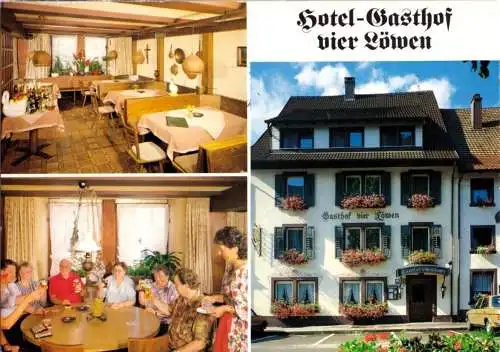 Ansichtskarte, Schönau, Hotel - Gasthof vier Löwen, drei Abb., um 1989