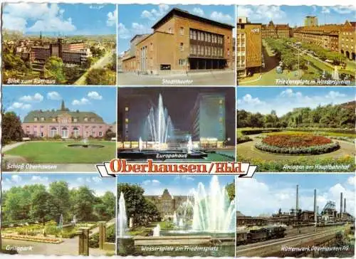 Ansichtskarte, Oberhausen Rhld., neun Abb., u.a. Hüttenwerk, 1966