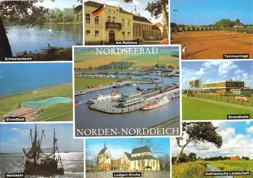 Ansichtskarte, Nordseebad Norden - Norddeich, neun Abb., 1988