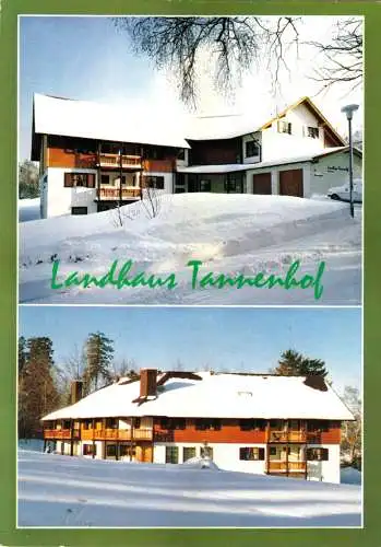 Ansichtskarte, Bischofsgrün, Fichtelgeb., "Landhaus Tannenhof", zwei Winteransichten, 1980