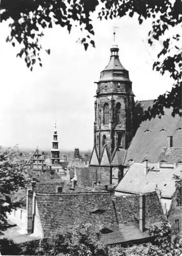 Ansichtskarte, Pirna Elbe, Rathaus und Marienkirche, 1964