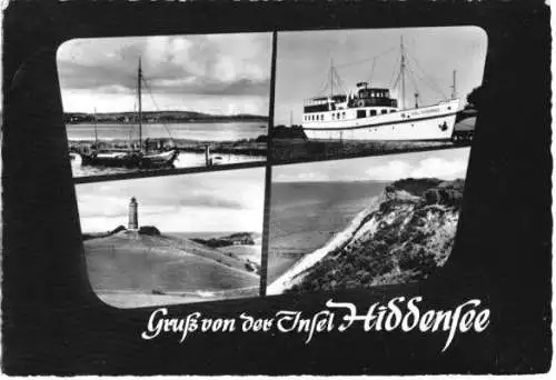 Ansichtskarte, Insel Hiddensee, vier Abb., gestaltet, 1962
