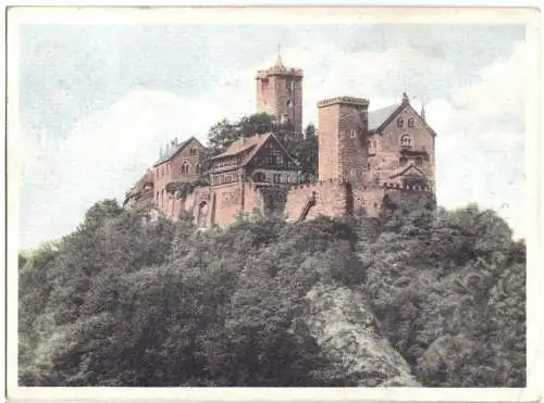 Ansichtskarte, Eisenach, Die Wartburg, früher DDR-Farbdruck, um 1951