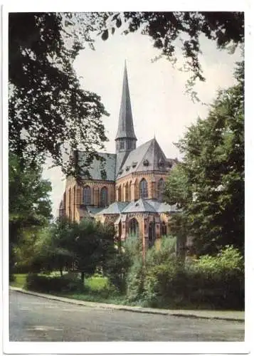 AK, Bad Doberan, Blick zur Klosterkirche, früher DDR-Farbdruck, 1953