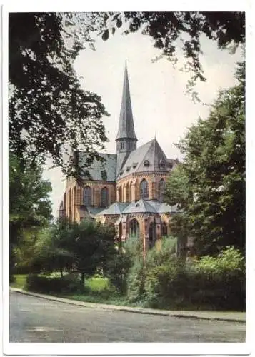 Ansichtskarte, Bad Doberan, Blick zur Klosterkirche, früher DDR-Farbdruck, 1953