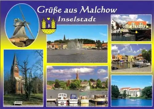 Ansichtskarte, Malchow Kr. Waren, sieben Abb., gestaltet, um 2000