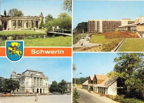 Ansichtskarte, Schwerin, vier Abb., 1989