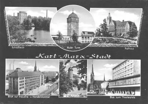 AK, Karl-Marx-Stadt, Chemnitz, sechs Abb., gestaltet, 1964