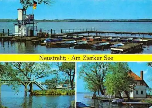 Ansichtskarte, Neustrelitz, Am Zierker See, drei Abb., 1985