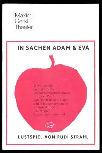 Theaterprogramm, Maxim Gorki Theater Berlin, In Sachen Adam & Eva, 1978
