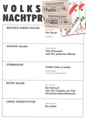 Theaterprogramm, Volksbühne Berlin, Nachtprogramm, 21.3.1975