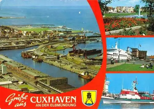 Ansichtskarte, Cuxhaven, vier Abb., u.a. Bahnanlagen, 1988