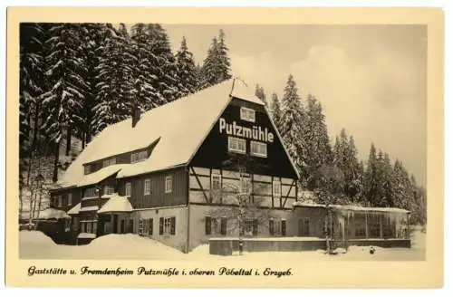 AK, Oberpöbel Erzgeb., Gaststätte Putzmühle, 1955