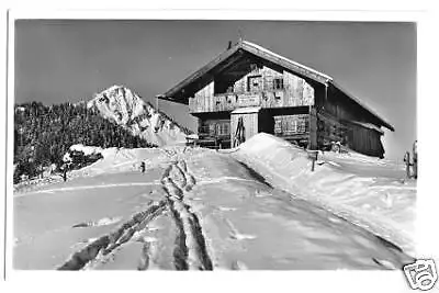 Ansichtskarte, Skihütte Auer-Alm mit Fockenstein, ca. 1956