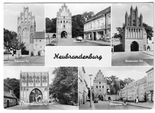 Ansichtskarte, Neubrandenburg, fünf Abb., Stadttore, 1972