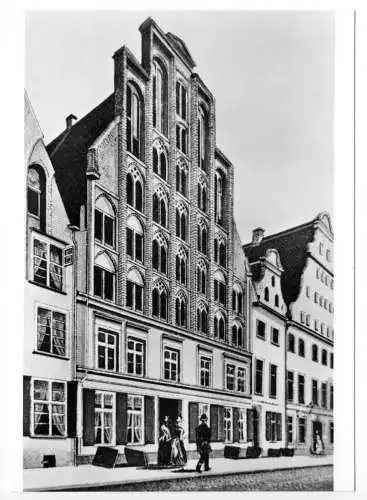Ansichtskarte, Stralsund, Bürgerhaus in der Semlower Str., nach einem alten Foto, 1980