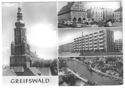 Ansichtskarte, Greifswald, vier Abb., 1976