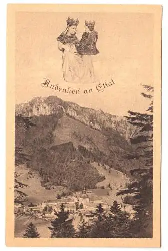 Ansichtskarte, Ettal, Kloster, Totale, 1920