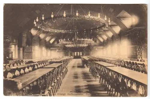 AK, München, Königl. Hofbräuhaus, Festsaal, um 1913