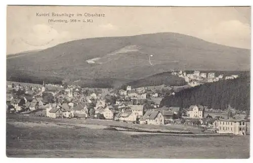 AK, Braunlage Oberharz, Teilansicht mit Wurmberg, 1910