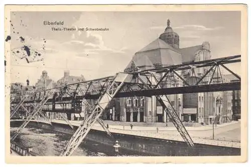 Ansichtskarte, Elberfeld, Wuppertal-Elberfeld, Thalia-Theater und Schwebebahn, 1915