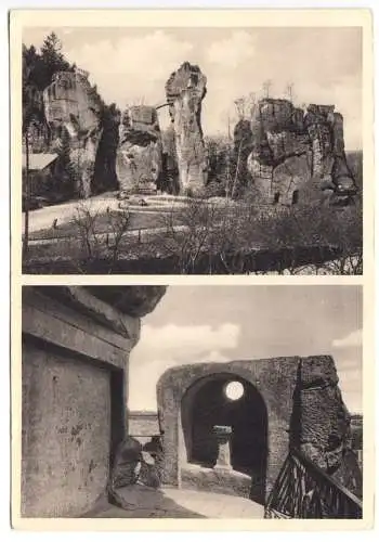 Ansichtskarte, Horn Lippe, Horn-Bad Meienberg, Externsteine, zwei Abb., um 1930