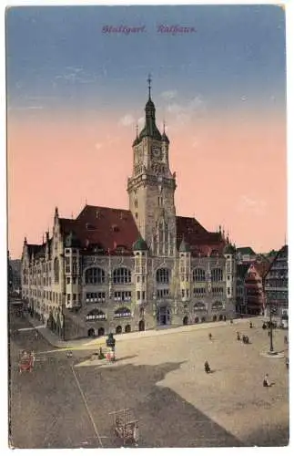 Ansichtskarte, Stuttgart, Rathaus, um 1908
