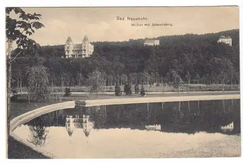 Ansichtskarte, Bad Neuenahr, Weiher mit Johannisberg, 1908