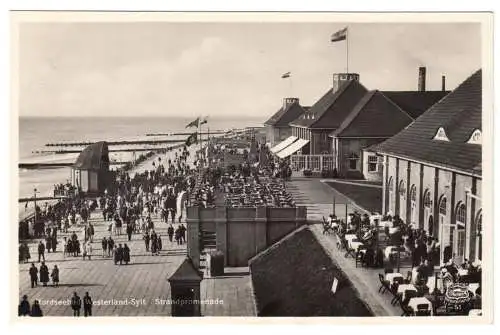 Ansichtskarte,Westerland Sylt, Strandpromende, belebt, um 1936