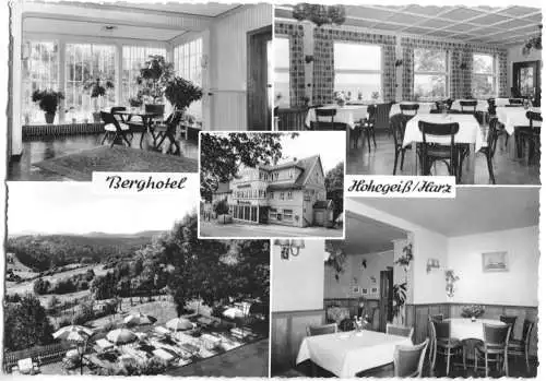 Ansichtskarte, Hohegeiß Harz, Berghotel, fünf Abb., gestaltet, um 1961