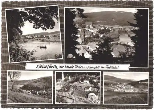 Ansichtskarte, Beiseförth im Fuldatal, fünf Abb., gestaltet, um 1965