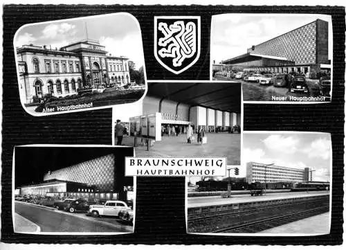 Ansichtskarte, Braunschweig, Hauptbahnhof, fünf Abb., gestaltet, um 1962