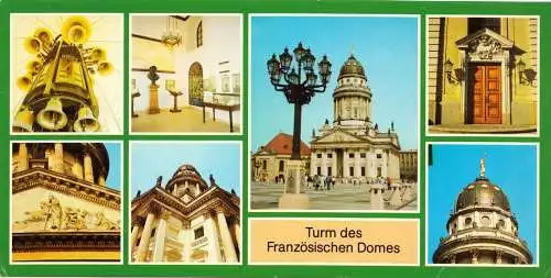 Ansichtskarte lang, Berlin Mitte, Der Turm des Französischen Doms, sieben Abb., 1988