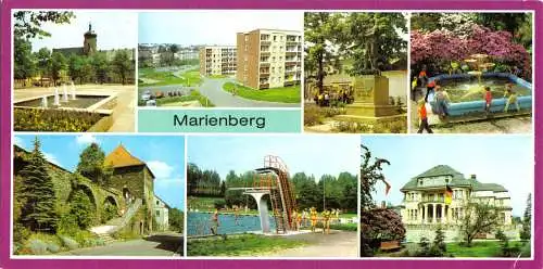 Ansichtskarte lang, Marienberg, sieben Abb., 1985