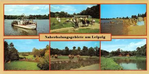 Ansichtskarte lang, Leipzig, Naherholungsgebiete um Leipzig, sechs Abb., 1988