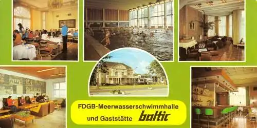 Ansichtskarte lang, Ostseebad Kühlungsborn Kr. Bad Doberan, FDGB-Meerwasserschwimmhalle
