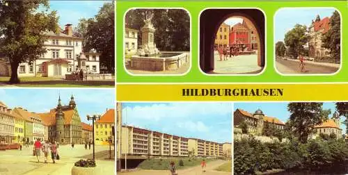 Ansichtskarte lang, Hildburghausen, sieben Abb., 1983