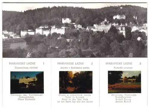 Ansichtskarte mit drei anhängenden Dias, Marienbad, Marianske Lazne, 1965