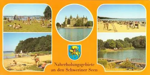 AK lang, Schwerin, Naherholungsgebiete an den Schweriner Seen, fünf Abb., 1985