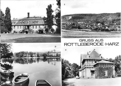Ansichtskarte, Rottleberode Harz, vier Abb., u.a. Bahnhof, 1979