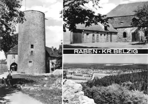 Ansichtskarte, Raben Kr. Belzig, Burg Rabenstein, Jugendherberge, drei Abb., 1968