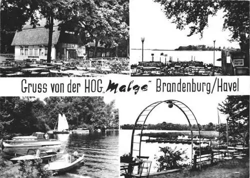 Ansichtskarte, Brandenburg, HO-Gaststätte "Malge". vier Abb., 1965