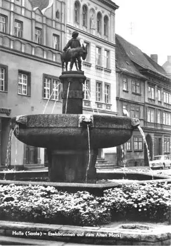 AK, Halle Saale, Eselsbrunnen am Alten Markt, 1969