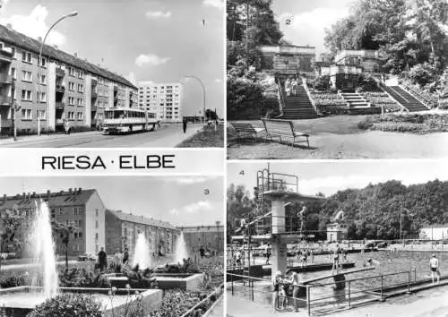 Ansichtskarte, Riesa Elbe, vier Abb., 1980