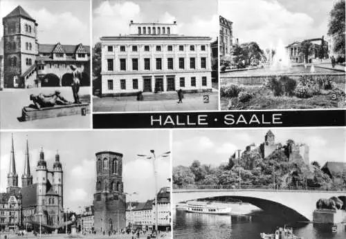 Ansichtskarte, Halle Saale, fünf Abb., 1972