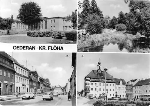 Ansichtskarte, Oederan Kr. Flöha, vier Abb., u.a. Sporthalle, 1979