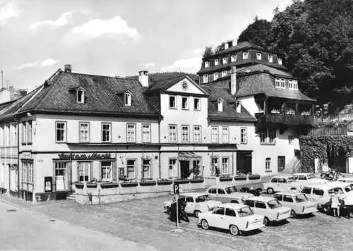 Ansichtskarte, Leutenberg Thür., Marktplatz, zeitgen. Pkw, 1970